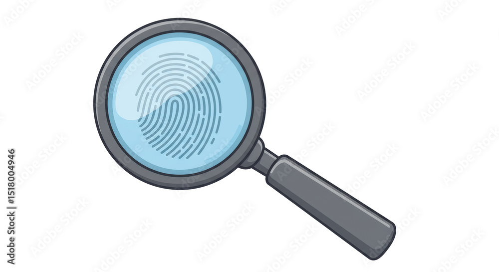 Isolated Fingerprint under Magnifying Glass Isolated Fingerprint under Magnifying Glass