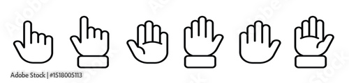 hand line icon black hands set vector icons