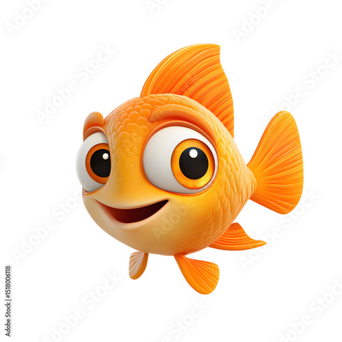 cartoon goldfish isolated on white