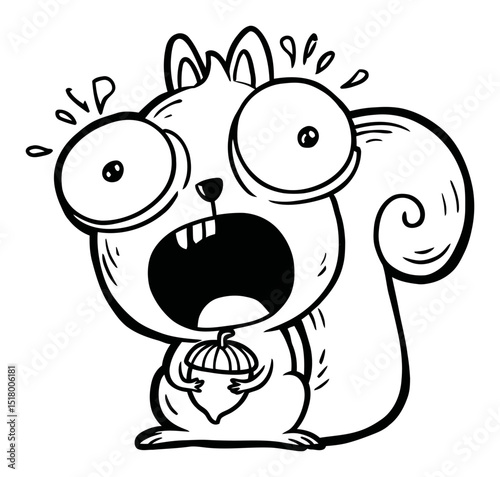 Whimsical Squirrel Illustration with Exaggerated Features and Expressions