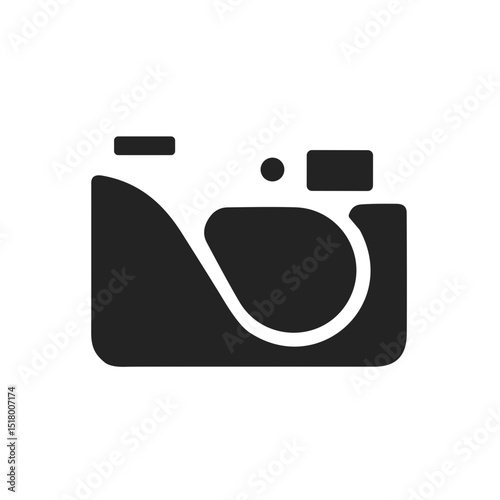 Digital camera icon, simple line art design, for tech blogs with room to copy