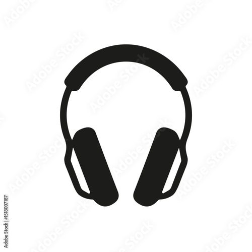 Headphones icon, simple black and white design, for music and sound concepts