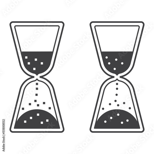 Set of two hourglass icons isolated on transparent background. Sandglass line icons. Timer line icons. 