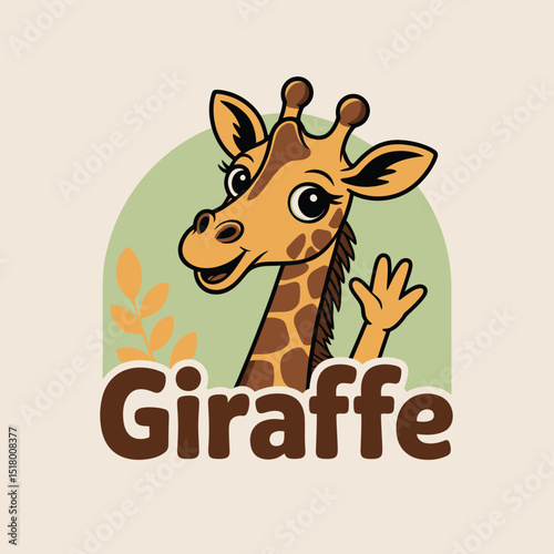 Wallpaper Mural Adorable cartoon giraffe logo design with a friendly greeting perfect for childrens branding and educational resources Torontodigital.ca