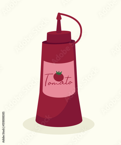 Flat Design Illustration Tomato Sauce at Tube