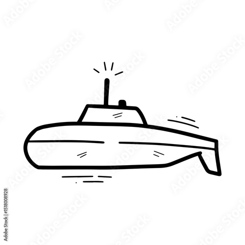 Hand Drawn Submarine Illustration. Doodle Vector. Isolated on White Background - EPS 10 Vector