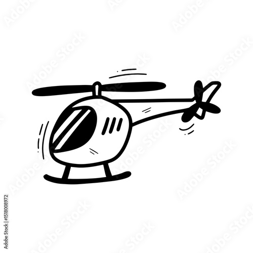Hand Drawn Helicopter Illustration. Doodle Vector. Isolated on White Background - EPS 10 Vector