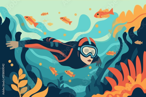 Exploring underwater life while snorkeling among colorful fish in a vibrant coral reef