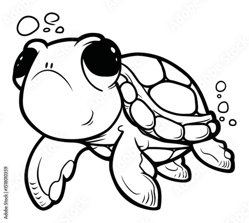 Charming Hand-Drawn Turtle Illustration Suitable for Creative Projects