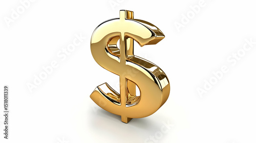 Gold Dollar Sign Isolated On White Background