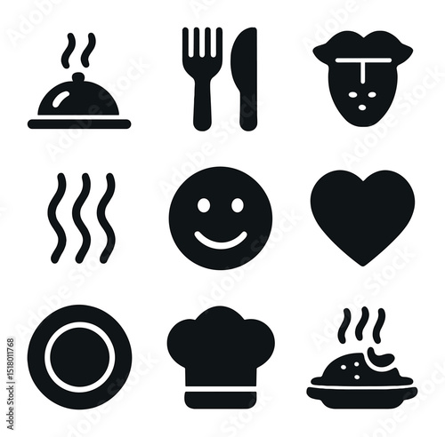 Energy Management Icons. Solid, filled icons set of energy management techniques: circadian rhythm icon, power