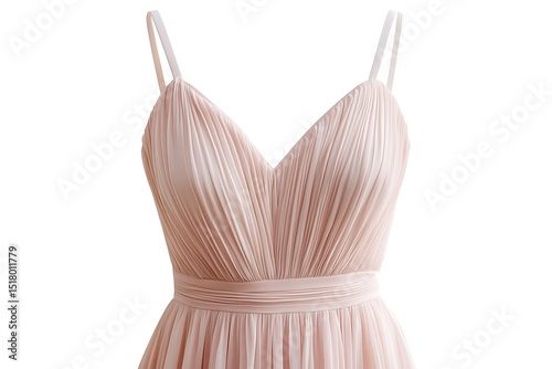 Hyperrealistic photo of vintage dress with thin straps on white background