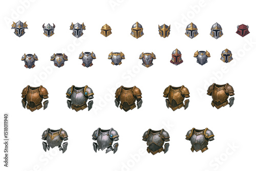 vector icons of armor, Design of projects related to history and culture, Creation of avatars and characters, Web design.