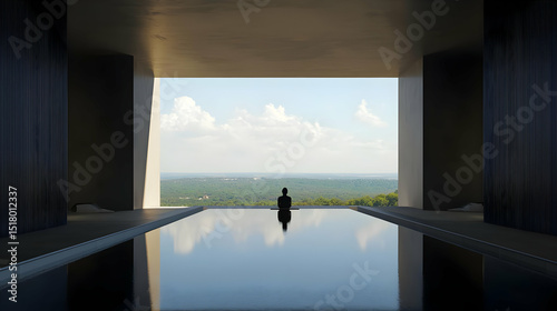 Modern Architecture Interior With Pool And View