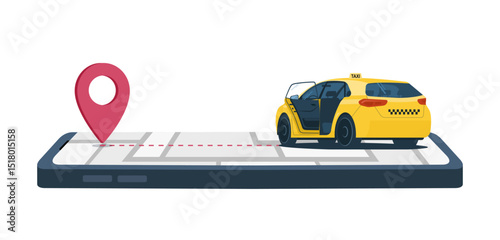 Concept illustration of online taxi service. Vector illustration.