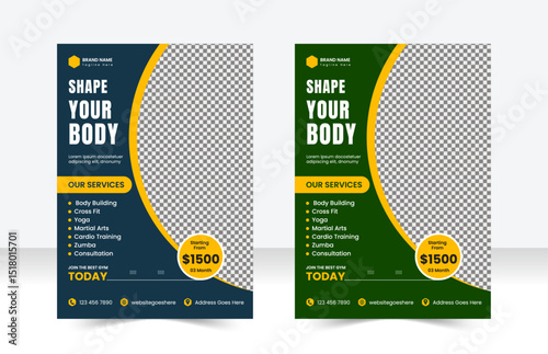 Modern Gym Flyer Template for Fitness Promotion Professional Fitness Club Flyer Design for Gym Advertising Creative Gym Flyer for Workout & Personal Training Services Modern Fitness Flyer.