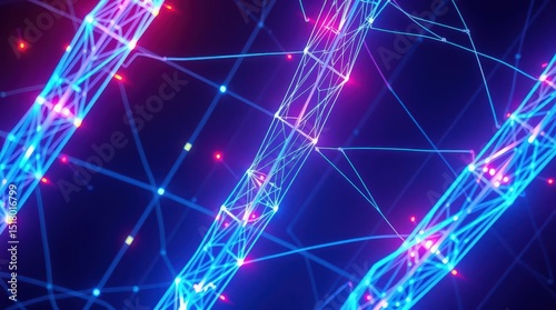 Vibrant digital abstract network showcasing colorful connections and glowing lines in a futuristic design
