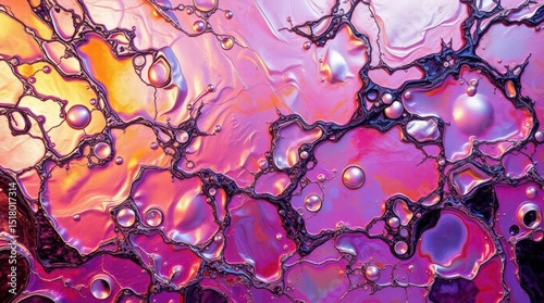 Colorful abstract patterns formed by oil and water create a stunning visual effect