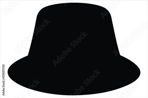 Blank black and white bucket hat mockup, no gravity, 3d rendering. Empty canvas oversized headgear mock up, isolated. Clear fabric panama,  vector art, illustration,  cartoon on white background