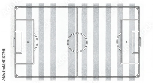 Grass soccer field layout with goals and center circle used for playing matches