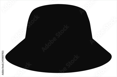 Blank black and white bucket hat mockup, no gravity, 3d rendering. Empty canvas oversized headgear mock up, isolated. Clear fabric panama,  vector art, illustration,  cartoon on white background