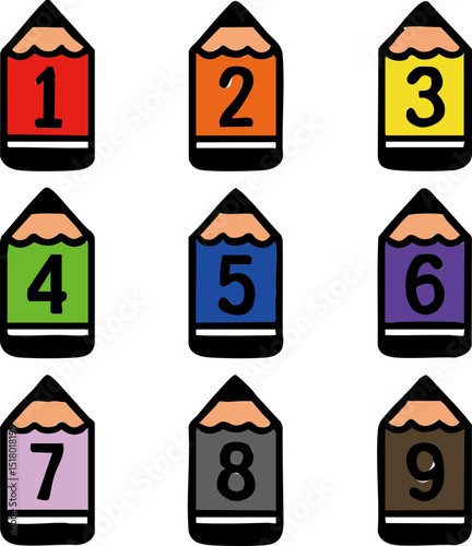Pencil Number Sticker Set