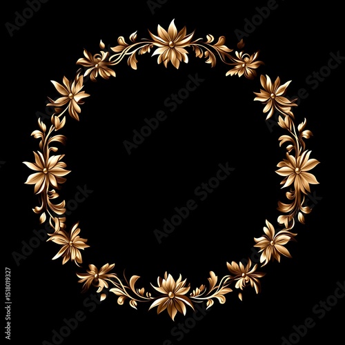 Ornate gold floral circular frame