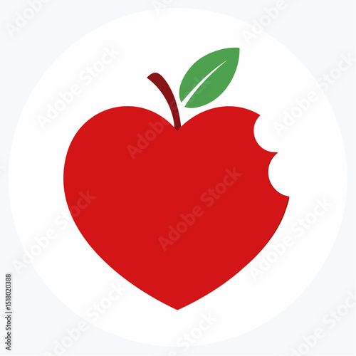 Heart bited like an apple icon flat minimum, no shadow, isolated, no inline