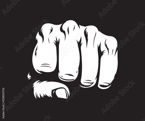A clenched hand with detailed knuckles illustration , vector fist hand