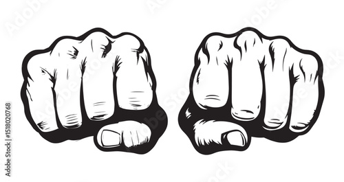 A clenched hand with detailed knuckles illustration , vector fist hand