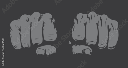 A clenched hand with detailed knuckles illustration , vector fist hand
