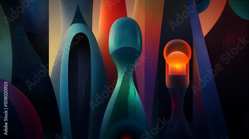 Futuristic Cityscape At Sunset With Abstract Buildings
