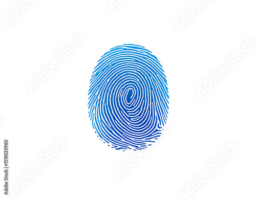 Blue fingerprint for digital identity and security illustration isolated on white background