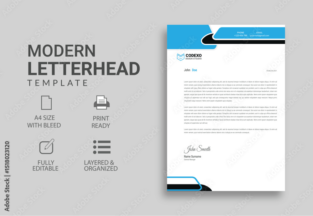 Obraz premium modern business letterhead in abstract design