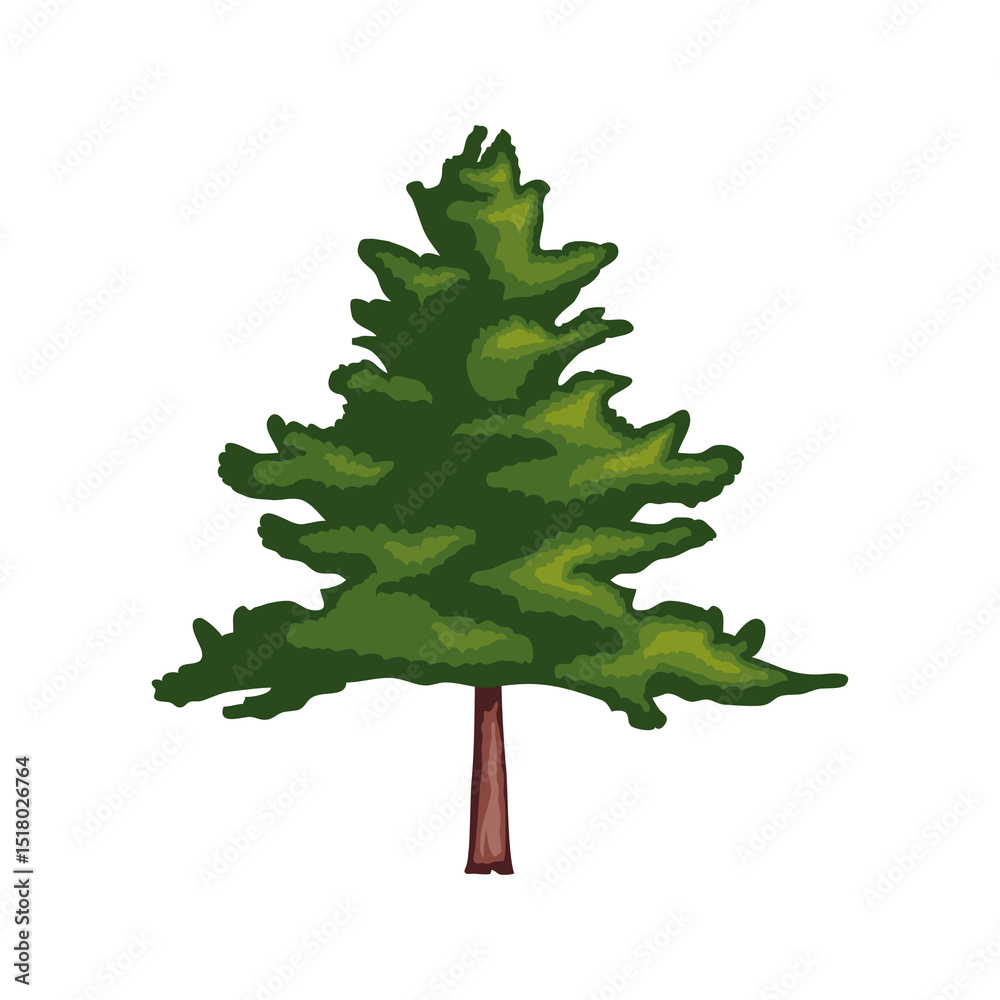 Evergreen Tree: Illustrative representation of a verdant evergreen, showcasing its symmetrical form and the vibrant hues of a healthy coniferous specimen. Evergreen Tree: Illustrative representation of a verdant evergreen, showcasing its symmetrical form and the vibrant hues of a healthy coniferous specimen.