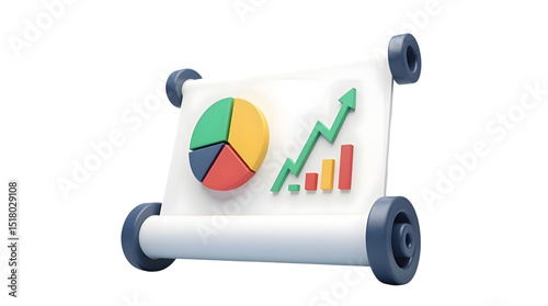 Financial growth chart scroll silhouette isolated on transparent background