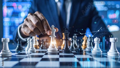 Strategic move: a businessman executing a calculated play in the stock market