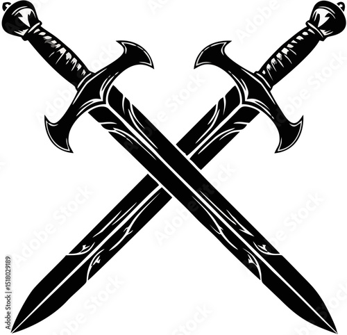 Crossed Swords Medieval Weaponry Illustration