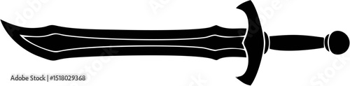 Stylized Dagger Illustration Black and White Vector Graphic
