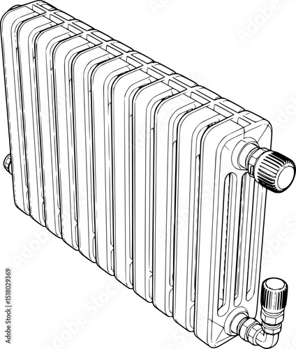 radiator line art silhouette vector illustration
