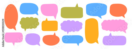 Collection of doodle speech bubbles, stickers, text boxes icons