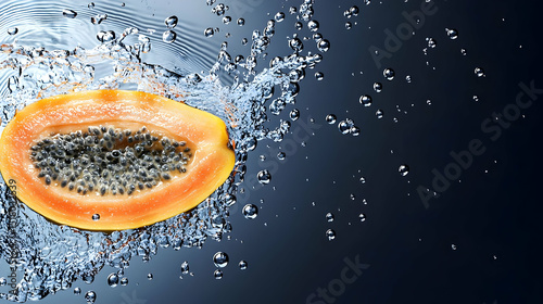Fresh Papaya Slice With Water Splash