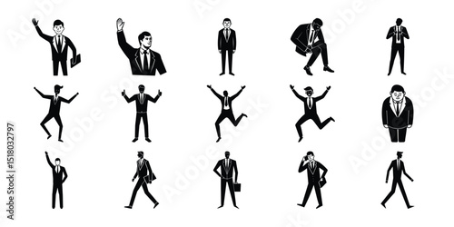 Black silhouette sat people, vector collection, 