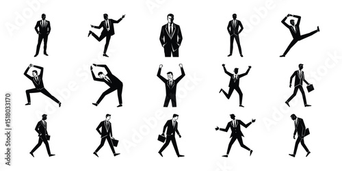 Black silhouette sat people, vector collection, 
