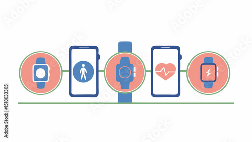 Digital Health Monitoring Wearable Devices and Smartphone Connectivity for Wellness Fitness Tracking Health