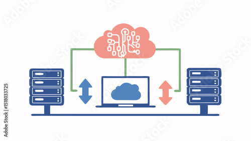 Cloud Computing Servers Laptops Data Transfer Network Infrastructure Cloud Data Cloud Server Connection