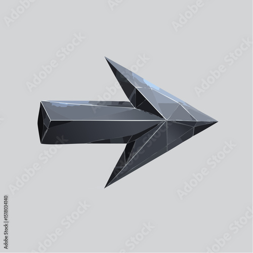 Metalic Black arrow vector isolated pointing right 