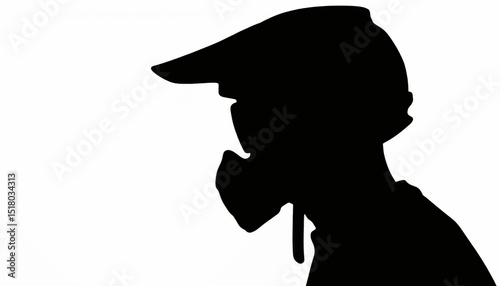 Silhouette of motocross helmet with goggles, dynamic design concept
