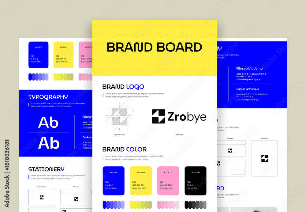 Indentity Board Modern and Minimalist Brand Guide Identity Board Template Stock ...