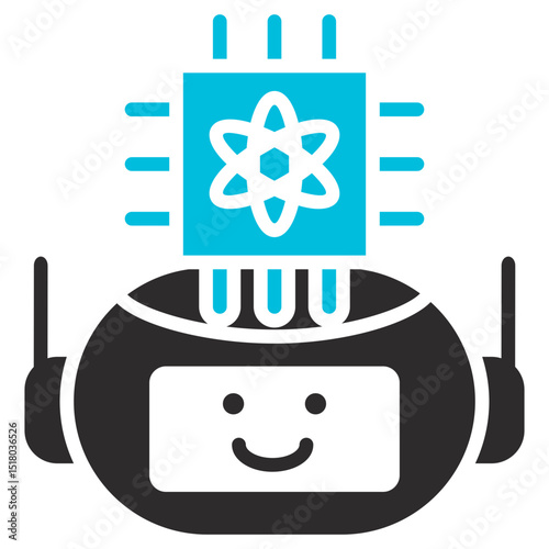 Artificial Intelligence Glyph Blue Grey Icon